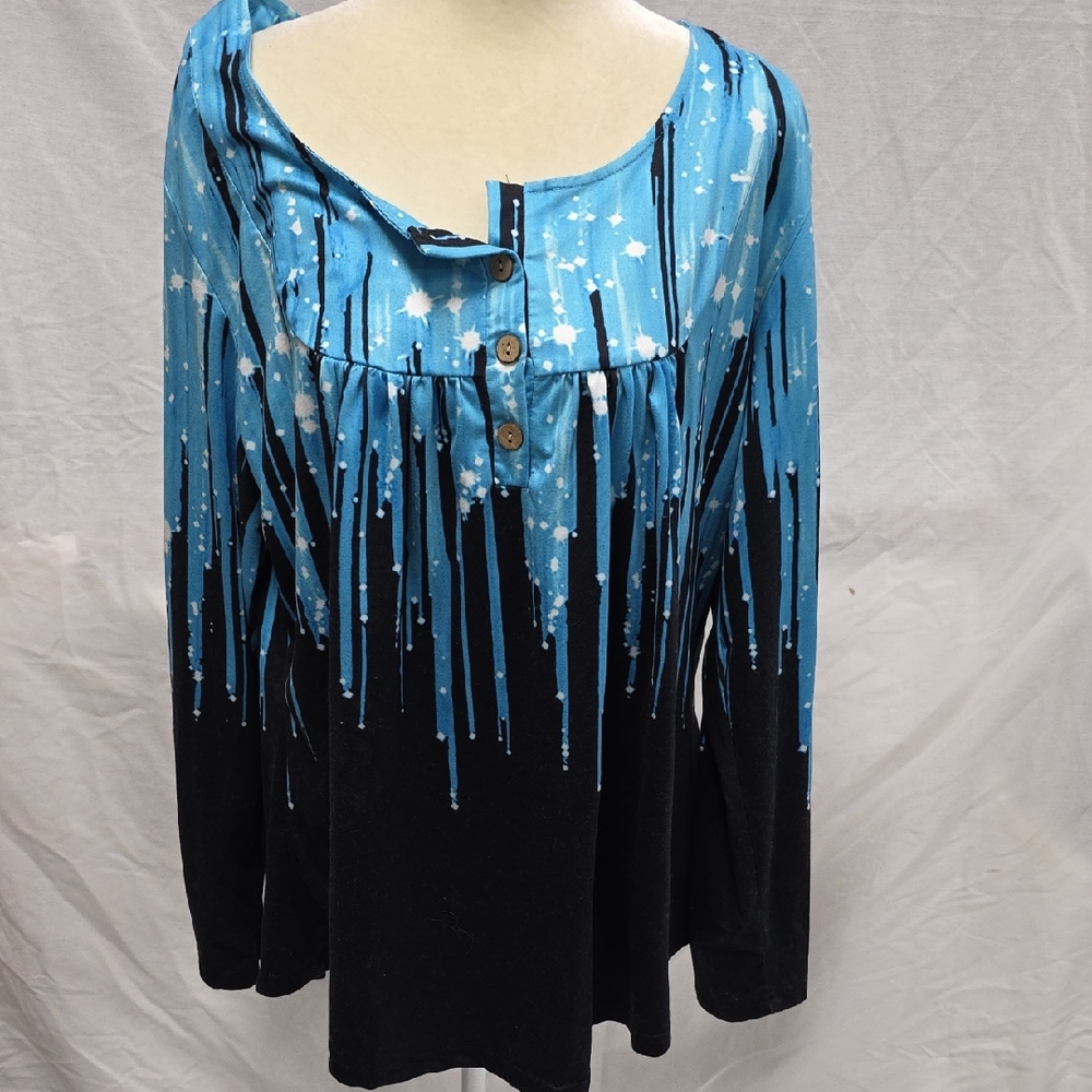 Blue and Black Women's Top